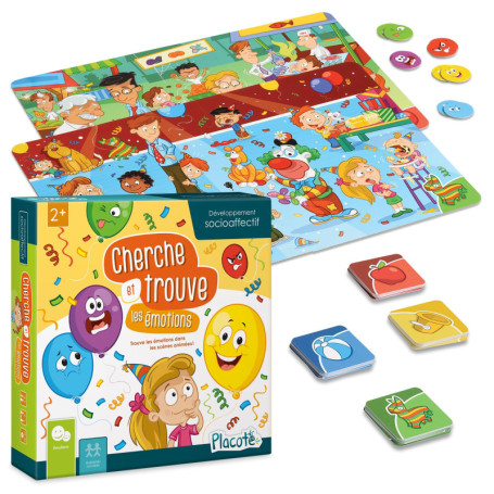 Placote - Cherche et Trouve Les Émotions - Jeu Éducatif pour Enfants de 2 à 5 Ans