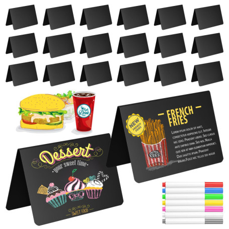 VINATO Mini Tableaux PVC V - 20 Pièces avec Marqueurs et Chiffon pour Événements