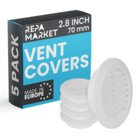 Lot de 5 grilles d'aération rondes blanches avec moustiquaire - Repa Market