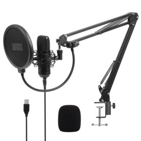 Microphone USB August REC100 avec Bras Articulé et Filtre Pop pour Enregistrement Studio