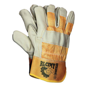 Lot de 12 gants de protection renforcés en cuir - Jaune clair