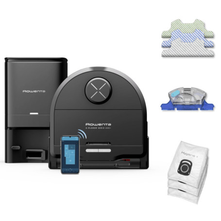 Rowenta X-Plorer 220+ Animal - Aspirateur Robot Laveur Intelligent Noir