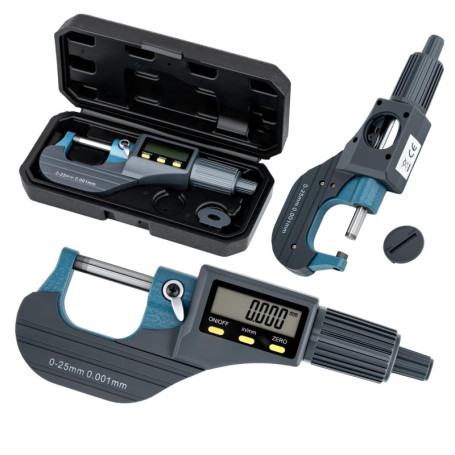 Micromètre Numérique Tolesum - Précision 0.001mm, Plage 0-25mm, Affichage LCD