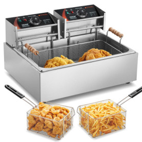 Friteuse Électrique Professionnelle VEVOR 2500W avec 3 Paniers Amovibles - Capacité 12L