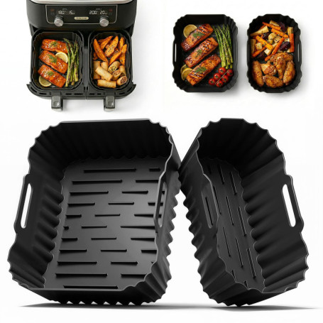 Moules en Silicone Réutilisables pour Air Fryer - 2 Pièces Woobroo