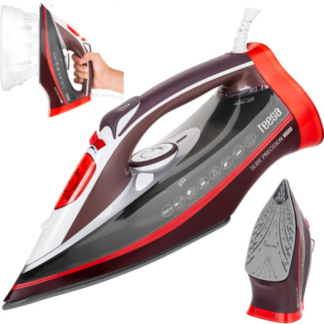 Fer à repasser à vapeur Teesa Slide PRECISION 3000 - Rouge, Blanc et Gris