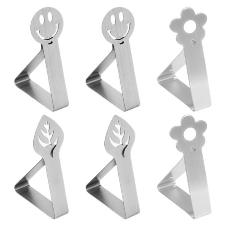 Set de 6 Pinces à Nappe en Acier Inoxydable - Antidérapantes et Résistantes