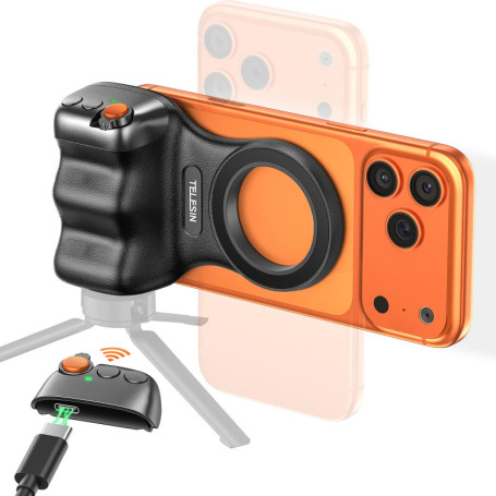 Jeebel Stabilisateur Smartphone avec Télécommande Bluetooth - Grip Magnétique pour Selfies et Vlogs