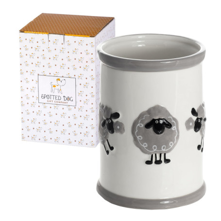 Pot à Ustensiles en Céramique Mouton - Organisateur de Cuisine Élégant