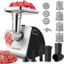 Hachoir à viande électrique 5 en 1 Nictemaw avec accessoires et lames en acier inoxydable