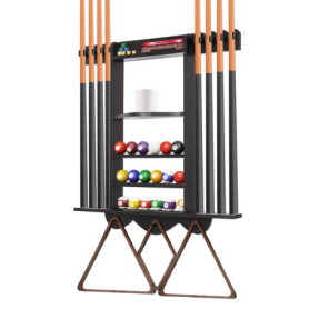 Support Mural en Bois pour Queues de Billard - Râtelier Élégant avec Rangement