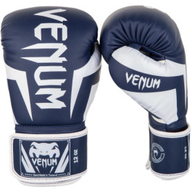 Gants de Boxe Venum Elite - Blanc et Bleu Marine - 12 oz pour Entraînement Intensif