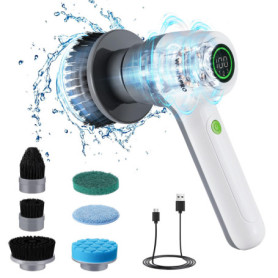 Brosse de Nettoyage Rotative WORKPRO avec 6 Têtes Interchangeables