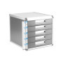 Boîte à Tiroirs A4 QWORK avec Serrure - Rangement Bureau 5 Compartiments en Aluminium Argent