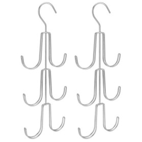 QWORK Rangement Suspendu pour Sacs et Écharpes avec 6 Crochets - Argent