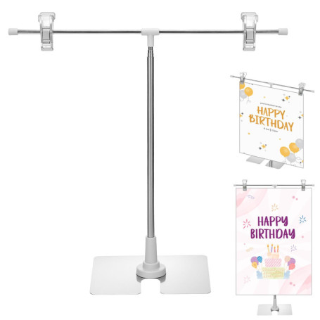 Présentoir d'Information Réglable en Acier Inoxydable QWORK pour Affiches A3/A4