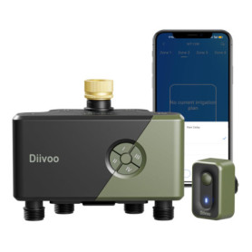 Minuteur d'Arrosage WiFi Diivoo 4 Voies avec Entrée en Laiton
