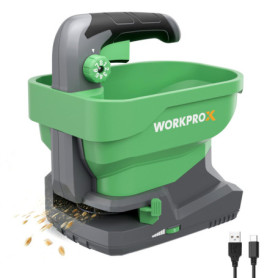 Épandeur de Graines Électrique WORKPROX 7,2 V avec Réglage de Débit et Vitesse