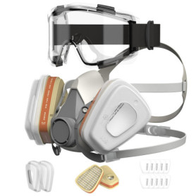 Masque de Protection AIMAX avec Lunettes et Filtres A1P2 - Réutilisable et Confortable