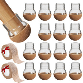 16 Patins de Protection en Silicone pour Chaises Rondes avec Feutre