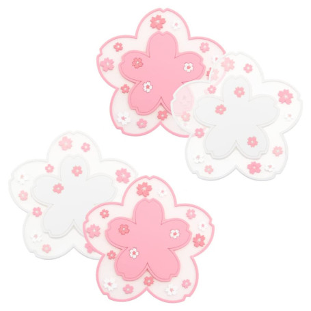 Dessous de Verre Sakura en PVC - Lot de 4 Antidérapants et Lavables