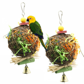 Lot de 2 jouets colorés en rotin pour oiseaux - TFLPUO