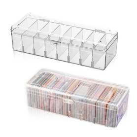Lot de 2 boîtes de rangement transparentes avec séparateurs pour cartes