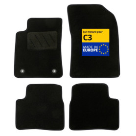 Tapis de Voiture Sur Mesure DBS pour Citroën C3 (07/2016-06/2024) - Antidérapants et Clips de Fixation