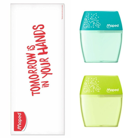Lot de 2 Taille-crayons Shaker Maped - Ergonomiques Bleu et Vert