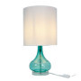 Lampe de Table Relaxdays en Verre et Lin - Éclairage Doux Blanc/Bleu