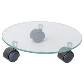 Chariot Roulant en Verre Transparent pour Pots de Fleurs - Ø 28 cm