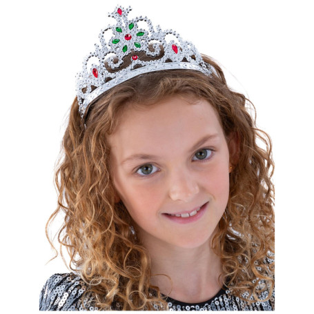 Diadème Argenté avec Bijoux Fleuris pour Déguisement