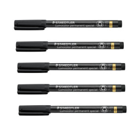 Set de 5 marqueurs permanents Staedtler Lumocolor à pointe fine noire