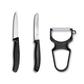 Set de 3 Couteaux d'Office Victorinox avec Éplucheur - Acier Inoxydable Noir