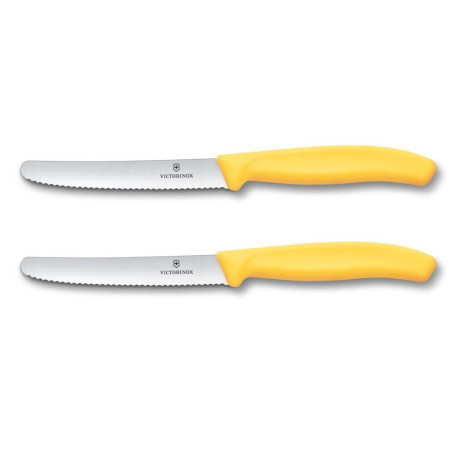 Set de Couteaux à Petit Déjeuner Victorinox - 2 Pièces Jaunes avec Lame Dentelée