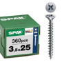 Vis universelles SPAX 3,5 x 25 mm - 360 pièces avec revêtement WIROX