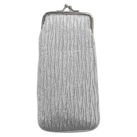 Étui à lunettes en satin argenté avec fermoir Kiss-Lock - Élégance et praticité