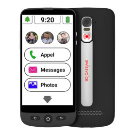 Smartphone Senior Swissvoice S510-M avec Câble de Charge Magnétique - 4G Débloqué Noir