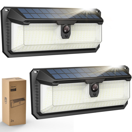 Philips Lampe Solaire Extérieure avec Détecteur - Lot de 2, 258 LEDs, Étanche
