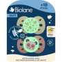 Sucettes de Nuit Phosphorescentes Biolane - Lot de 2 Tétines Anatomiques 18 mois - Rose et Beige