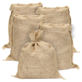 Lot de 5 Sacs en Toile de Jute Naturelle - Rangement Pratique et Écologique