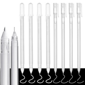 Stylos Gel Blancs Duoleimi - Set de 8 avec Épaisseurs 0,6 mm et 0,8 mm