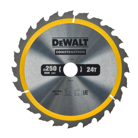 Lame de Scie Circulaire DeWalt 24 Dents 250mm - Performance et Durabilité
