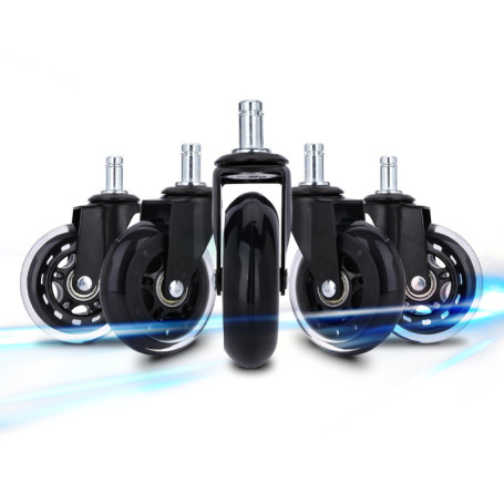 Roulettes de Bureau NK Noir - Roues Pivotantes pour Tous Types de Sols
