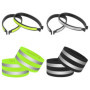 Pinces à Vélo Réfléchissantes CAINCAY - Lot de 4 Clips et 4 Bandes pour Pantalons et Bras