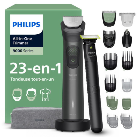 Philips Multigroom 9000 - Tondeuse tout-en-un avec 23 accessoires et rasoir OneBlade