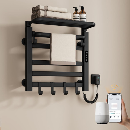 Radiateur Sèche-Serviettes Électrique EMKE - 500x500 mm, Noir, 140 W