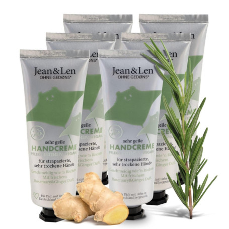 Jean & Len Crème Hydratante pour les Mains Rosemary & Ginger - Set de 6 x 75 ml