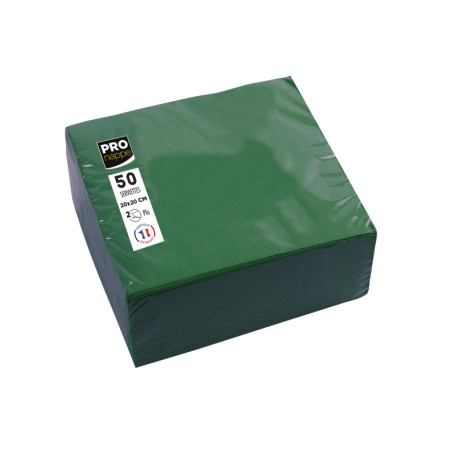 Serviettes Cocktail Vert Sapin - 50 Unités en Papier Micro-Gaufré