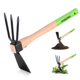 Serfouette de Jardin WORKPRO 2 en 1 avec Manche en Bois de Hêtre